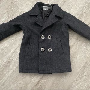 Infant size 12month double breasted whool feel pea coat